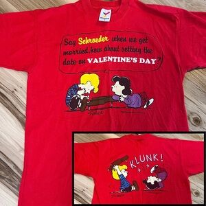 Vintage Snoopy Peanuts T Shirt XL Valentine 2 Sided Single Stitch 90s Artex USA